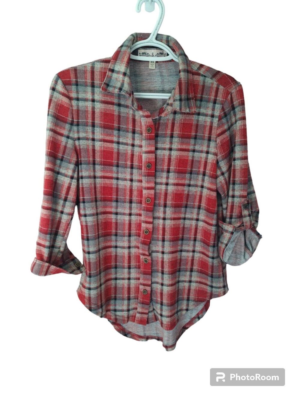 Oona and Maud Long Sleeve Plaid Button Down Flannel Top Size XS